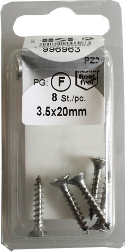 Tornillos de acero inoxidable conglomerado pozidrive 3, 5 HP 8