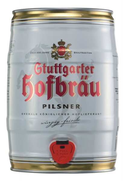 2 x Stuttgart Hofbräu Pilsner 5 L barril 4,9% vol. MHD REDUCIDO 07/2019