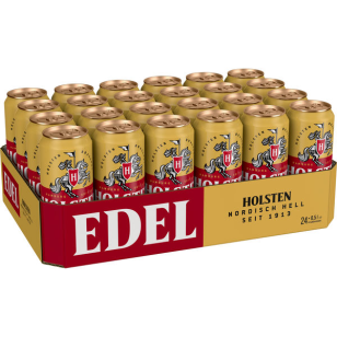 24 latas de 0,5L de Holsten Edel Hellbier 4,8% vol.deposito unidireccional Best before 18.2.24-REDUCED